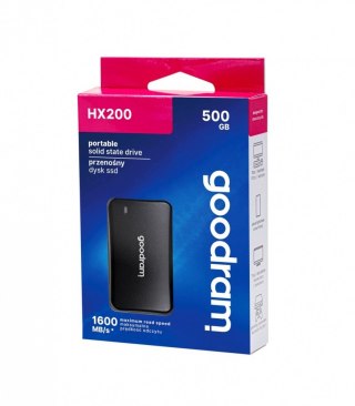 Dysk SSD GOODRAM HX200 500GB USB-C szybki elegancki czarny