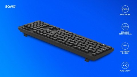 Klawiatura bezprzewodowa Savio KB-02 elegancka z technologią 2.4 GHz