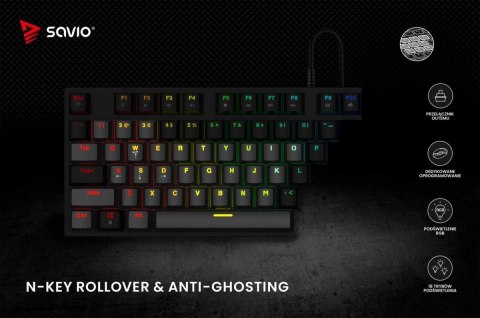 Klawiatura mechaniczna RGB Savio Tempest X2 Outemu Blue wydajna gamingowa