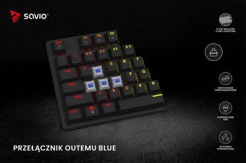 Klawiatura mechaniczna RGB Savio Tempest X2 Outemu Blue wydajna gamingowa