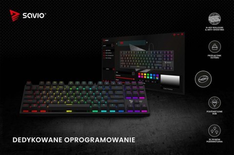 Klawiatura mechaniczna RGB Savio Tempest X2 Outemu Blue wydajna gamingowa