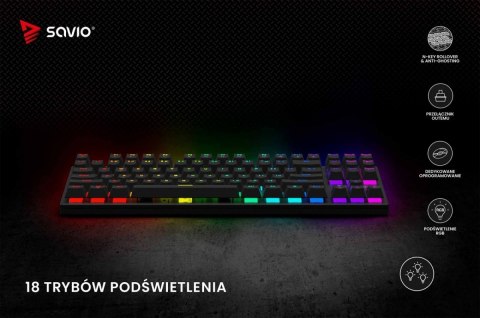 Klawiatura mechaniczna RGB Savio Tempest X2 Outemu Blue wydajna gamingowa