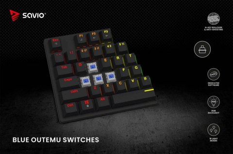 Klawiatura mechaniczna RGB Savio Tempest X2 Outemu Blue wydajna gamingowa
