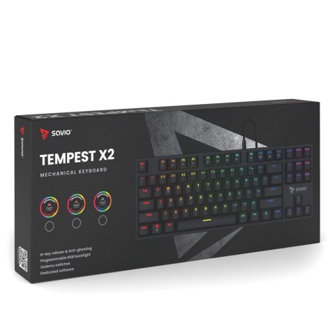 Klawiatura mechaniczna RGB Savio Tempest X2 Outemu Blue wydajna gamingowa