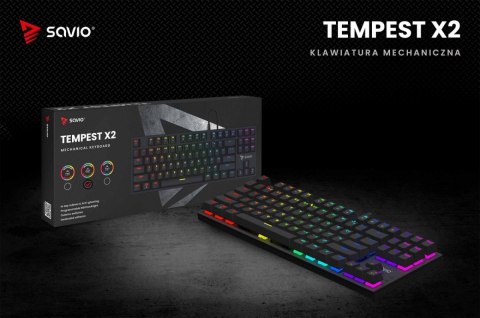 Klawiatura mechaniczna Savio Tempest X2 RGB Outemu Brown gamingowa z podświetleniem