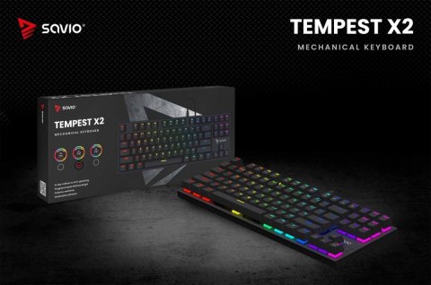 Klawiatura mechaniczna Savio Tempest X2 RGB Outemu Brown gamingowa z podświetleniem