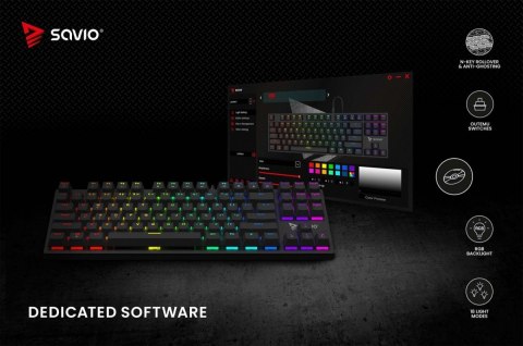 Klawiatura mechaniczna Savio Tempest X2 RGB Outemu Brown gamingowa z podświetleniem