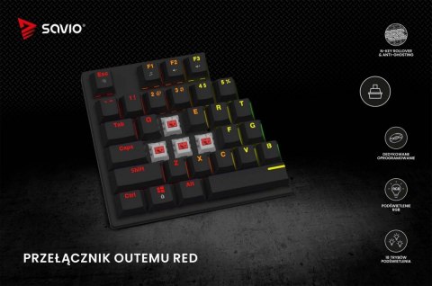 Klawiatura mechaniczna Savio Tempest X2 RGB Outemu Red gamingowa