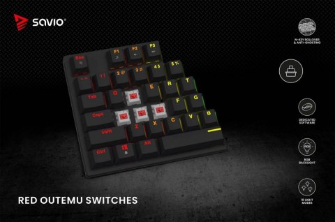 Klawiatura mechaniczna Savio Tempest X2 RGB Outemu Red gamingowa