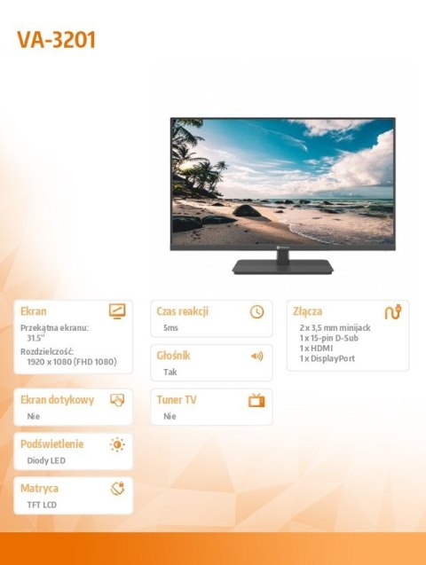 Monitor AG NEOVO VA-3201 31,5 cali Full HD czarny LED