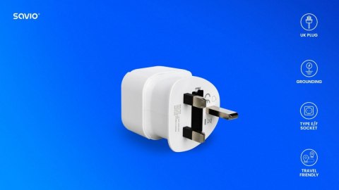 Adapter podróżny SAVIO AP-04 kompaktowy gniazdo EU wtyk UK
