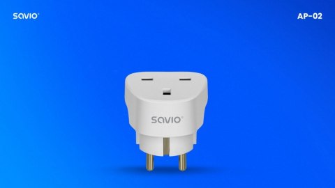 Adapter podróżny Savio AP-02 UK EU lekki kompaktowy bezpieczny
