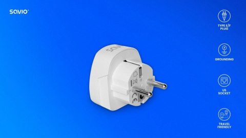 Adapter podróżny AP-01 Savio US EU kompaktowy bezpieczny 3750 W