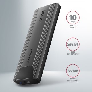 Obudowa AXAGON EEM2-GTS2 aluminiowa bezśrubowa USB-C M.2 NVMe SATA SSD