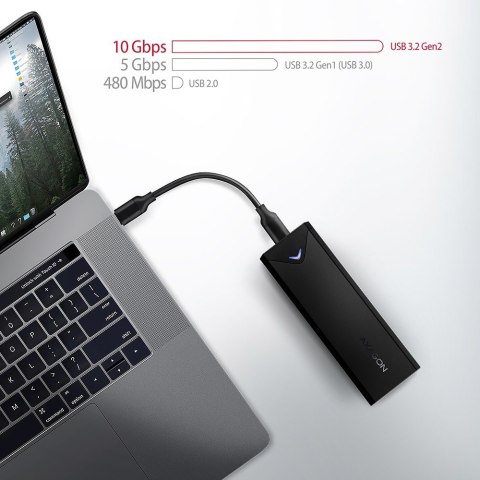 Obudowa zewnętrzna AXAGON EEM2-UB2 USB-C 10Gbps M.2 NVMe 42 60 80 mm czarna