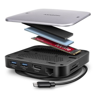 HUB AXAGON HMC-UFO 9in1 USB-C 10Gbps z HDMI 4K 100W PD