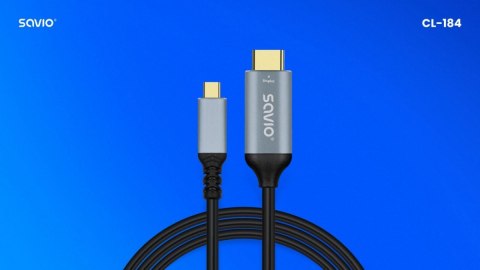 Kabel USB-C do HDMI Savio CL-184 3m wysokiej jakości miedź