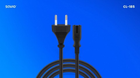 Kabel zasilający 2pin 5m Savio CL-185 miedziany uniwersalny