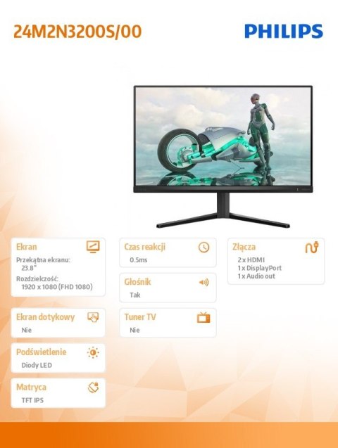 Monitor Philips 24M2N3200S 23.8 FHD 180Hz IPS z głośnikami