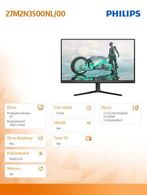 Monitor Philips 27M2N3500NL 27 cali 180Hz Fast VA idealny do gier