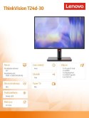 Monitor Lenovo ThinkVision T24d-30 24 calowy IPS matowy rozszerzony