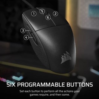 Mysz przewodowa Corsair M55 czarna lekka gamingowa z optycznym czujnikiem 16000 DPI