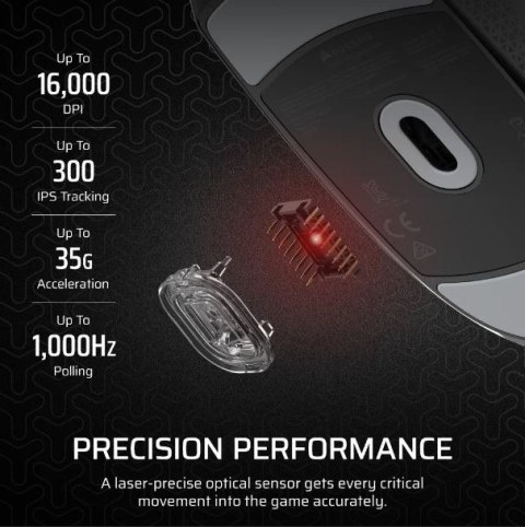 Mysz przewodowa Corsair M55 czarna lekka gamingowa z optycznym czujnikiem 16000 DPI