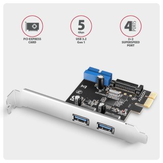 Kontroler AXAGON PCEU-232RS USB 3.2 PCIe 4 porty UASP zasilanie SATA