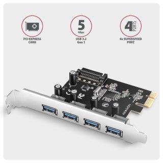 Kontroler AXAGON PCEU-430RS PCIe 4x porty USB 3.2 Gen 1 Renesas UASP