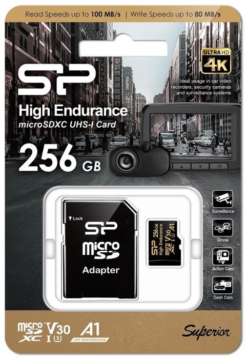 Karta pamięci microSDXC High Endurance 256GB V30 UHS-1 U3 A1 z adapterem