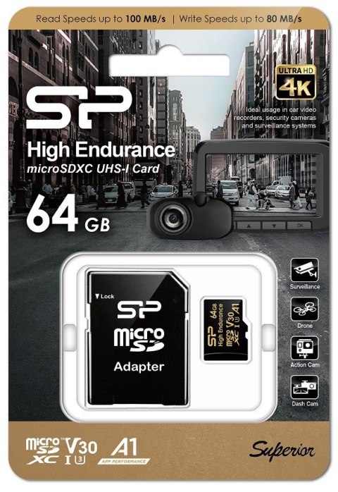 Karta pamięci microSDXC High Endurance 64GB V30 UHS-1 U3 A1 24/7 z adapterem