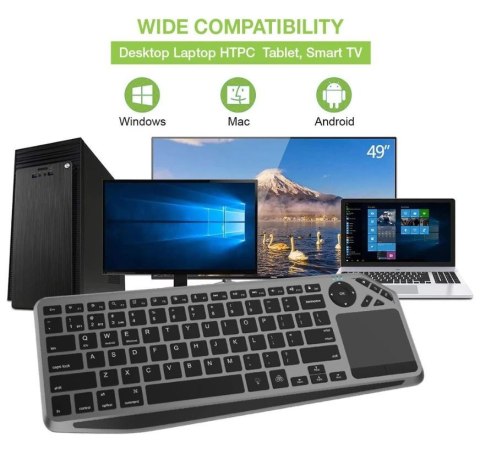 Klawiatura Techly bezprzewodowa z touchpadem LED Bluetooth RF 2.4GHz