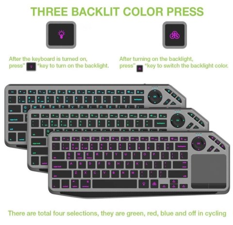 Klawiatura Techly bezprzewodowa z touchpadem LED Bluetooth RF 2.4GHz