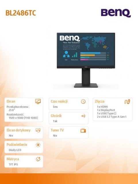 Monitor BenQ BL2486TC 23.8 LED Full HD z USB-C i 100 Hz