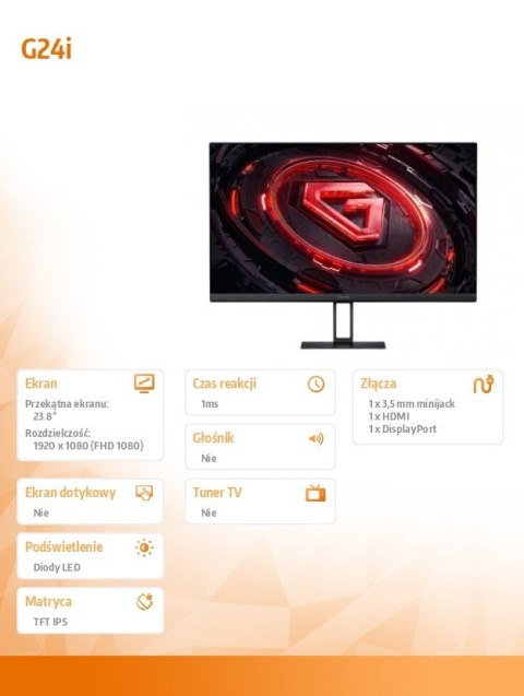 Monitor Xiaomi G24i 24 FHD gamingowy 180Hz z FreeSync