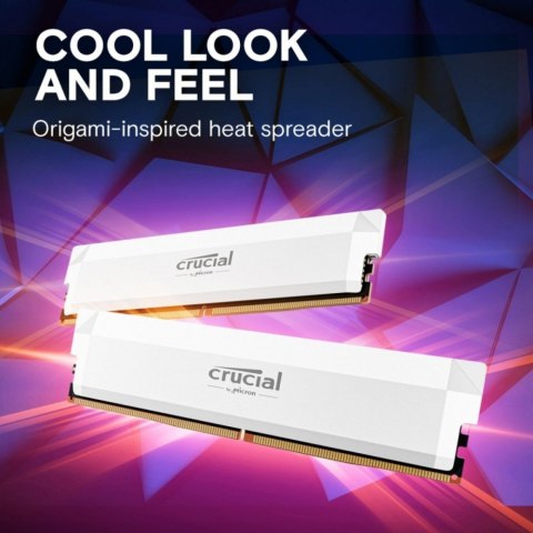 Pamięć DDR5 Crucial Pro OC 32GB 6400MHz CL38 biała z radiatorem