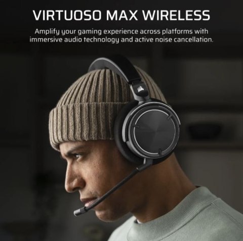 Słuchawki Corsair Virtuoso Max Wireless Carbon dźwięk przestrzenny z ANC