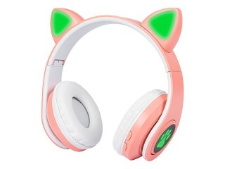 Słuchawki bezprzewodowe BLOW Bluetooth 5.0 LED dla dzieci różowe uszy