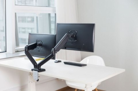 Uchwyt na dwa monitory Techly 17-32 cali biurkowy obrotowy gazowy