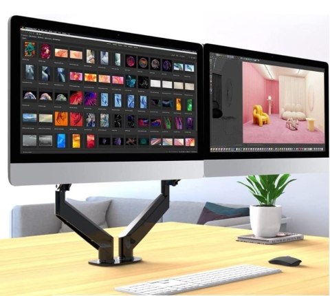 Uchwyt na dwa monitory Techly 17-32 cali biurkowy obrotowy gazowy