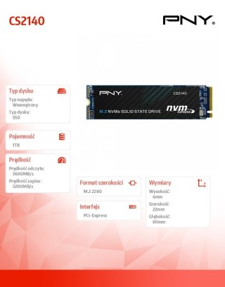 Dysk SSD PNY CS2140 1TB M.2 2280 NVMe szybki wydajny