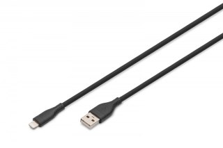 Kabel zasilający Digitus USB-A Lightning 0,5m silikonowy 12W MFI czarny