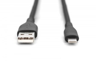 Kabel zasilający Digitus USB-A Lightning 0,5m silikonowy 12W MFI czarny