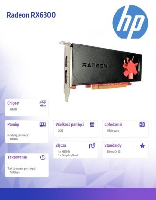 Karta graficzna AMD Radeon RX 6300 2GB GDDR6 profesjonalna z HDMI i DP