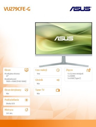 Monitor Asus VU279CFE-G 27'' IPS FHD 100Hz HDMI USB-C dla graczy
