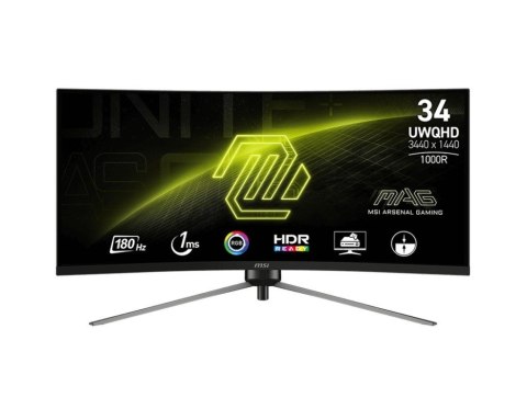 Monitor MSI MAG 345CQR 34 WQHD zakrzywiony 180Hz LED czarny