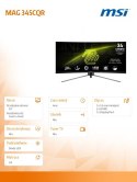 Monitor MSI MAG 345CQR 34 WQHD zakrzywiony 180Hz LED czarny