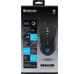 Mysz gamingowa Defender DRAGLEN GM-907 7200 DPI przewodowa z RGB