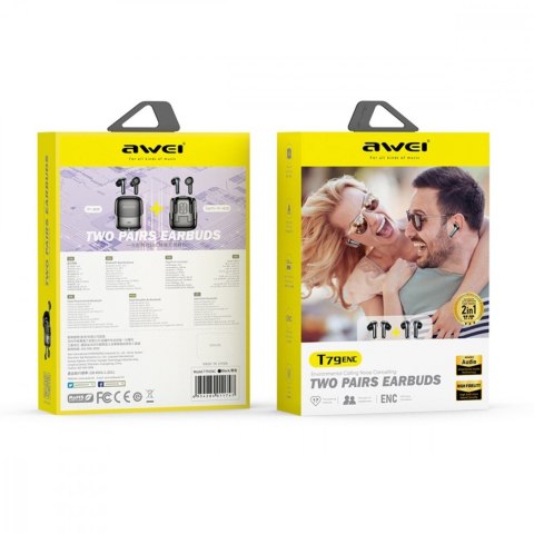 Słuchawki AWEI T79 Bluetooth 5.3 TWS wodoodporne z ENC 2w1