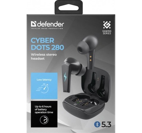 Słuchawki douszne Defender CYBERDOTS 280 gaming bezprzewodowe czarne